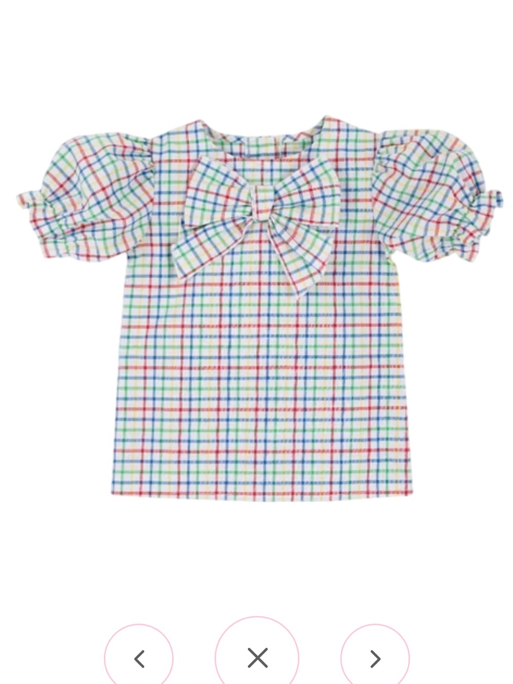 The Beaufort Bonnet Company Beatrice Bow Blouse Size 6 Rainbow Plaid 🌈